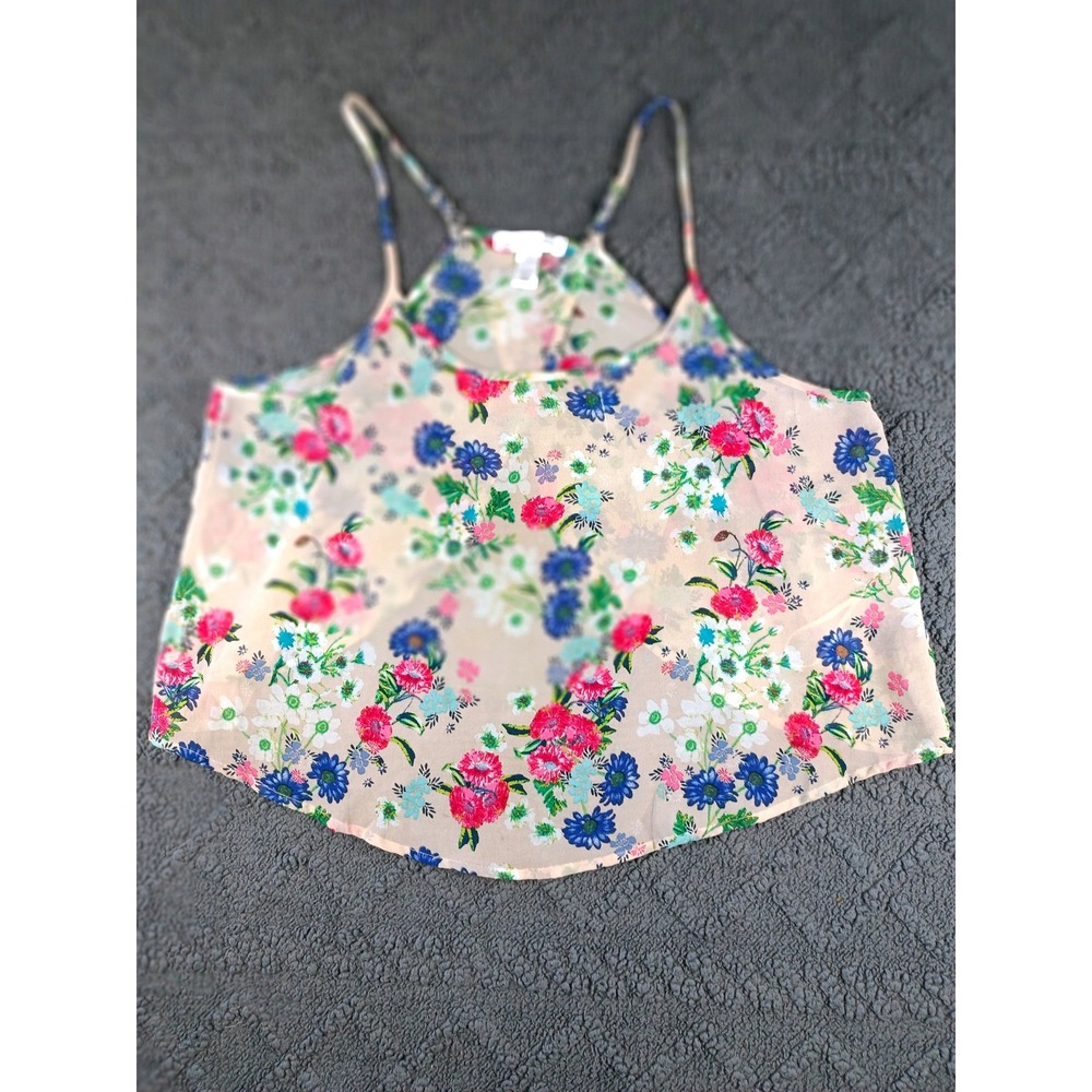 Women's Size Large Floral Camisole Top  Multi Color Spaghetti Strap